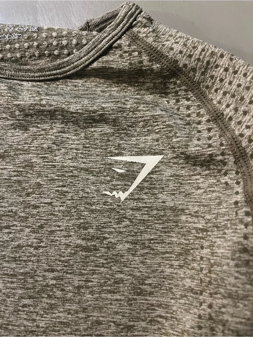 Gymshark Vital Seamless Long Sleeve Crop Top - Heathered Sage Green, Size S